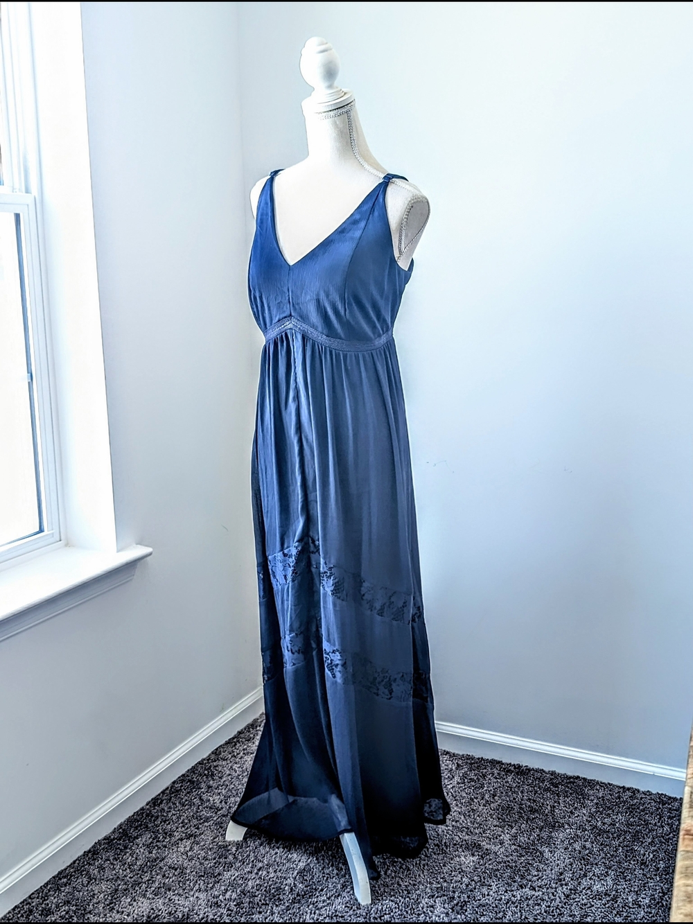torrid Navy V-Neck Satin Maxi Dress